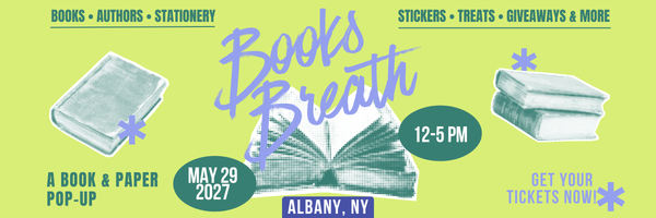 Books Breath Albany, NY May 29, 2027
Books Breath is a book-themed market event featuring local artists and small businesses. Shop handmade goods, bookish fan art, stickers, candles, apparel, and one-of-a-kind literary gifts while enjoying themed photo ops, giveaways, and treats. Perfect for book lovers, readers, and fans of all ages, this indoor market celebrates the magic of stories — and supports local makers with every purchase. Join us for a day of literary fun!