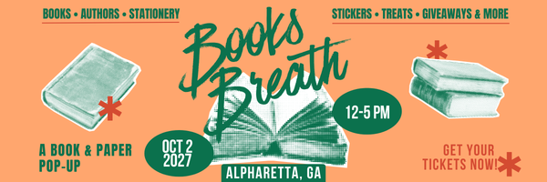 Books Breath Alpharetta, GA OCT 2, 2027
Books Breath is a book-themed market event featuring local artists and small businesses. Shop handmade goods, bookish fan art, stickers, candles, apparel, and one-of-a-kind literary gifts while enjoying themed photo ops, giveaways, and treats. Perfect for book lovers, readers, and fans of all ages, this indoor market celebrates the magic of stories — and supports local makers with every purchase. Join us for a day of literary fun!