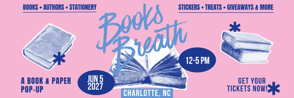 Books Breath Charlotte, NC Jun 5, 2027
Books Breath is a book-themed market event featuring local artists and small businesses. Shop handmade goods, bookish fan art, stickers, candles, apparel, and one-of-a-kind literary gifts while enjoying themed photo ops, giveaways, and treats. Perfect for book lovers, readers, and fans of all ages, this indoor market celebrates the magic of stories — and supports local makers with every purchase. Join us for a day of literary fun!