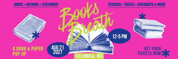 Books Breath Columbia, MD Aug 21, 2027
Books Breath is a book-themed market event featuring local artists and small businesses. Shop handmade goods, bookish fan art, stickers, candles, apparel, and one-of-a-kind literary gifts while enjoying themed photo ops, giveaways, and treats. Perfect for book lovers, readers, and fans of all ages, this indoor market celebrates the magic of stories — and supports local makers with every purchase. Join us for a day of literary fun!