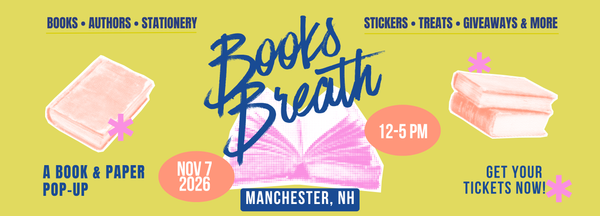 Books Breath Manchester, NH Nov 7, 2026
Books Breath is a book-themed market event featuring local artists and small businesses. Shop handmade goods, bookish fan art, stickers, candles, apparel, and one-of-a-kind literary gifts while enjoying themed photo ops, giveaways, and treats. Perfect for book lovers, readers, and fans of all ages, this indoor market celebrates the magic of stories — and supports local makers with every purchase. Join us for a day of literary fun! 