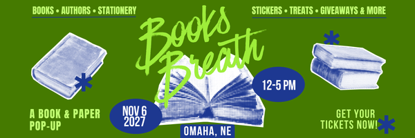 Books Breath Omaha, NE NOV 6, 2027
Books Breath is a book-themed market event featuring local artists and small businesses. Shop handmade goods, bookish fan art, stickers, candles, apparel, and one-of-a-kind literary gifts while enjoying themed photo ops, giveaways, and treats. Perfect for book lovers, readers, and fans of all ages, this indoor market celebrates the magic of stories — and supports local makers with every purchase. Join us for a day of literary fun!