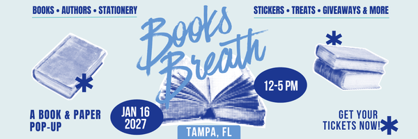 Books Breath Tampa, FL Jan 16, 2027
Books Breath is a book-themed market event featuring local artists and small businesses. Shop handmade goods, bookish fan art, stickers, candles, apparel, and one-of-a-kind literary gifts while enjoying themed photo ops, giveaways, and treats. Perfect for book lovers, readers, and fans of all ages, this indoor market celebrates the magic of stories — and supports local makers with every purchase. Join us for a day of literary fun! 